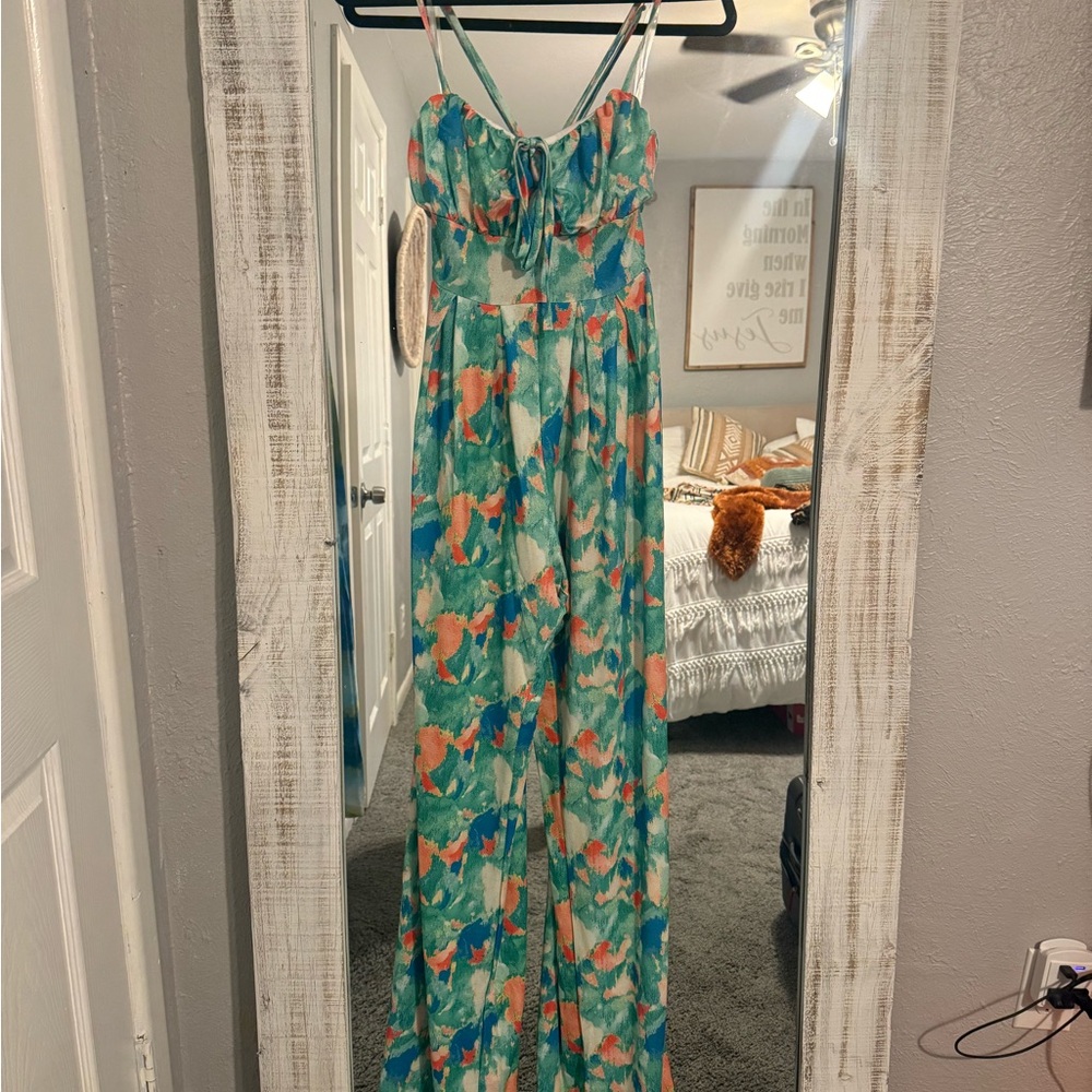Watercolor Print Jumpsuit - Picture 3 of 4